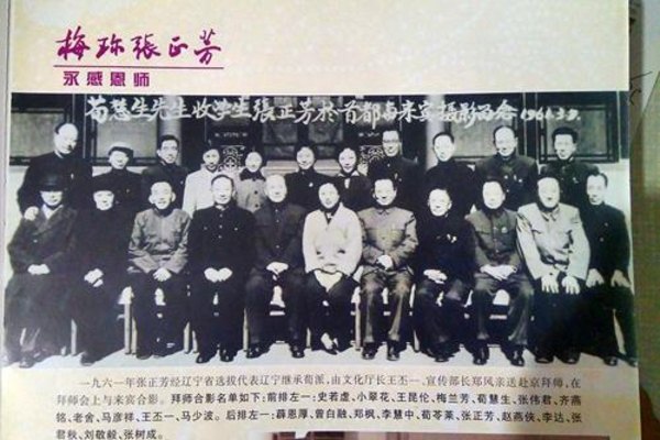 1961年荀慧生收张正芳、朱省吾、董玉苓为徒之拜师合影(图上另有名单标注)