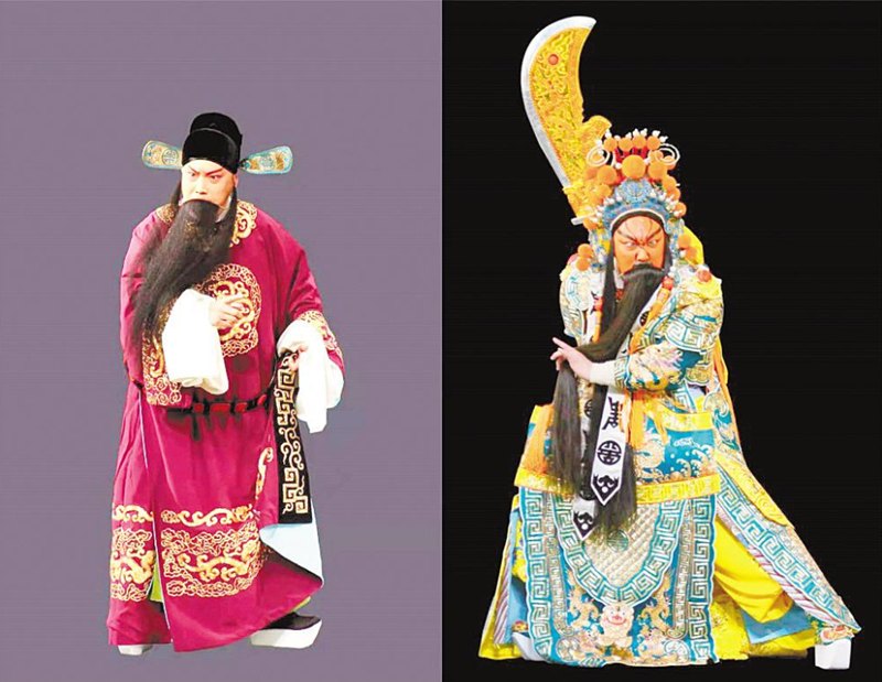 《群英会·借东风·华容道》：裴咏杰分饰鲁肃（左）、关羽（右）