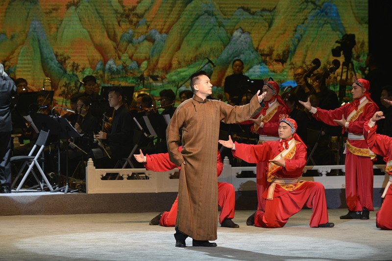 大型现代海派京剧组曲《大梦中国》首演剧照：生行唱段与现场乐队